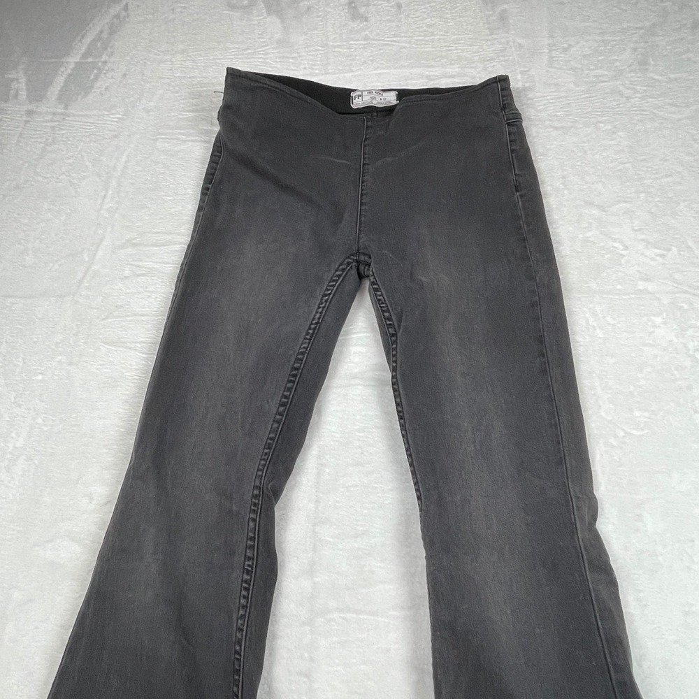 Free People Penny Pull On Flare Jeans Washed Black Size 27 Bell Bottoms OB61855